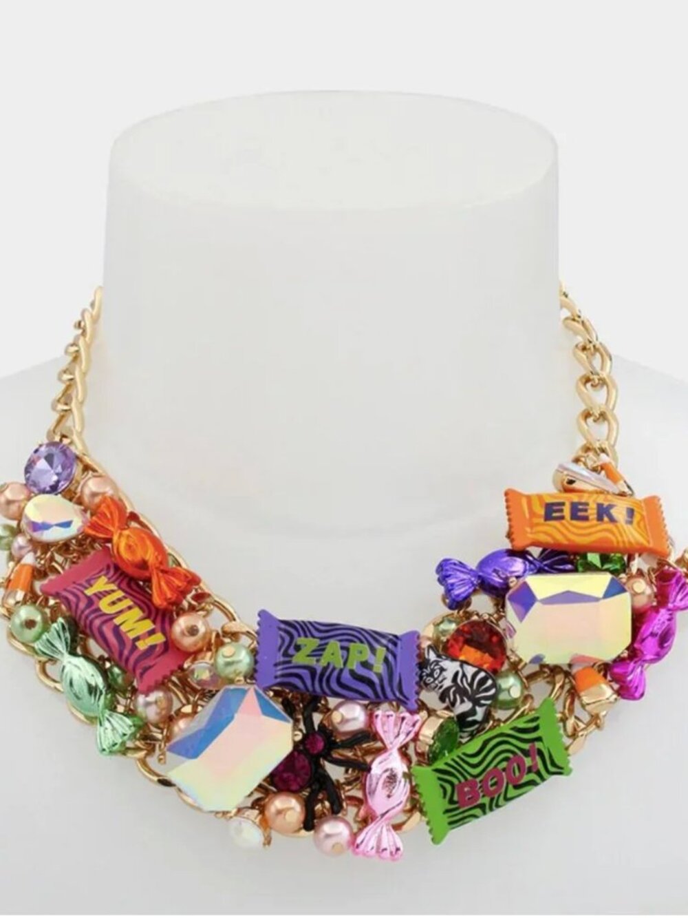 Betsey Johnson Halloween Candy Necklace Glow in the Dark Ghoul Friends NEW - Picture 2 of 4